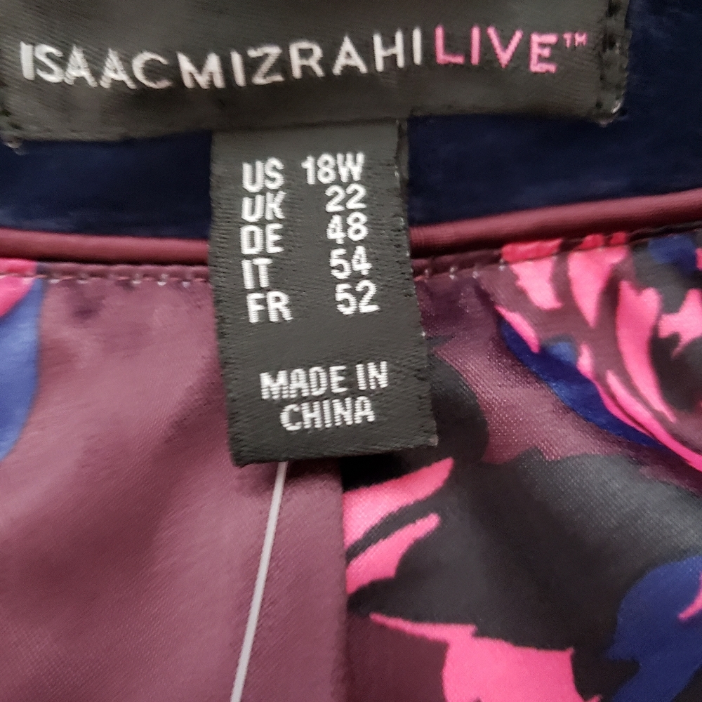 Isaac Mizrahi Live Suede Moto Motorcycle Jacket Printed Lining New Sz 18W Blue - Picture 7 of 11